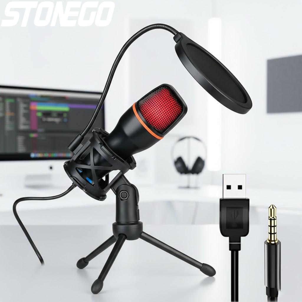 Streaming Mic Condenser - Professional USB Condenser Microphone Kit with