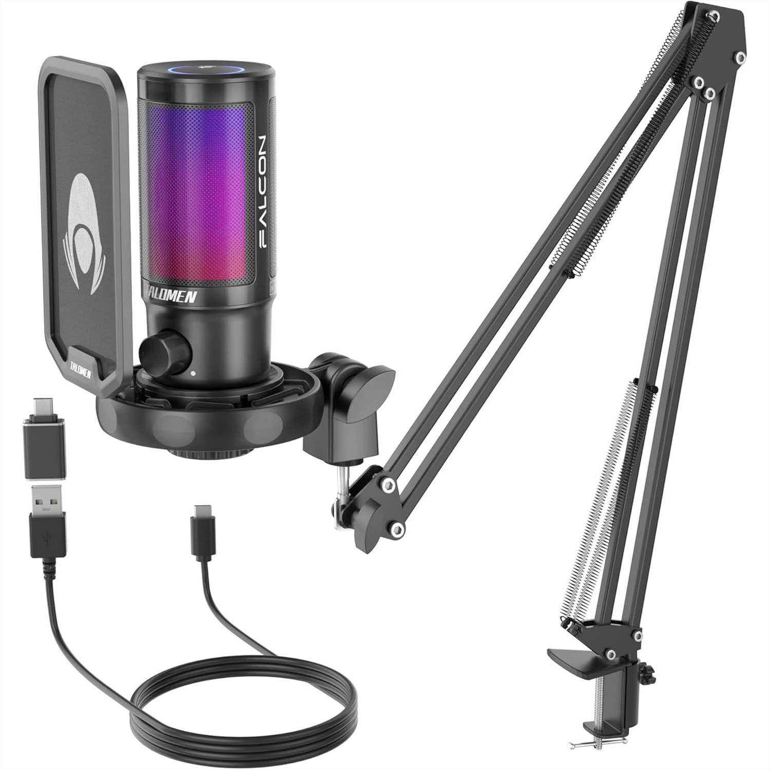 Microphone Arm Boom - Gaming Microphone for PC, USB Condenser