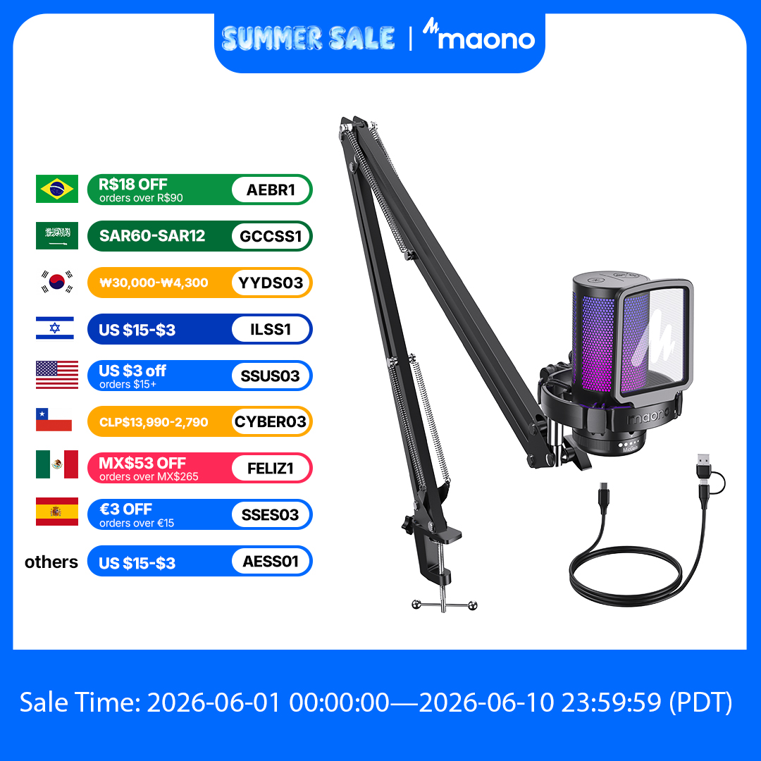 Streaming Mic Condenser - maono DGM20S Gaming USB Microphone Condenser