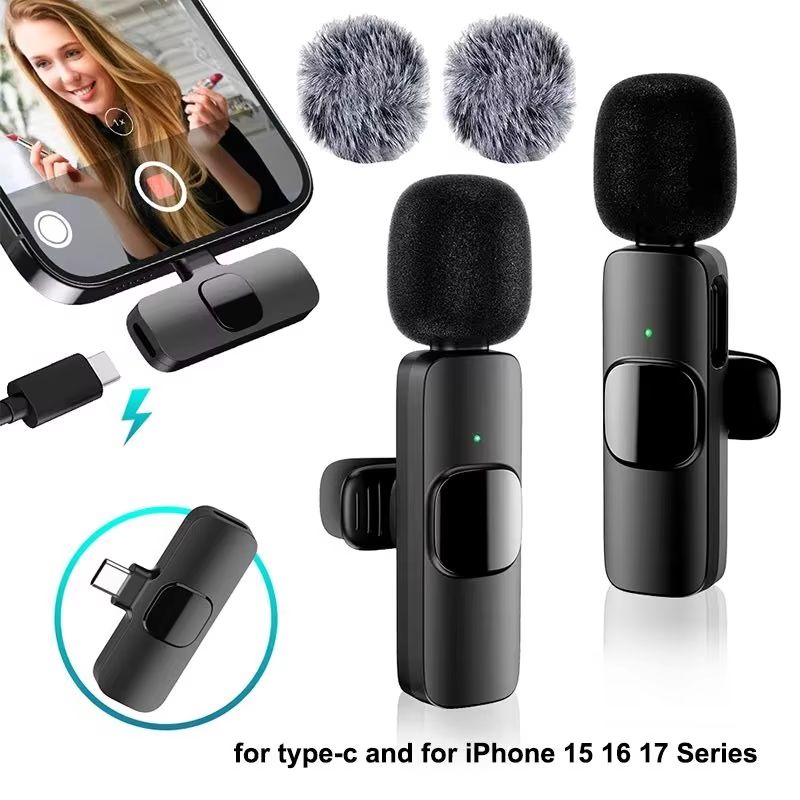 Streaming Mic Condenser - Wireless Lavalier Microphone Mini USB-C Noise