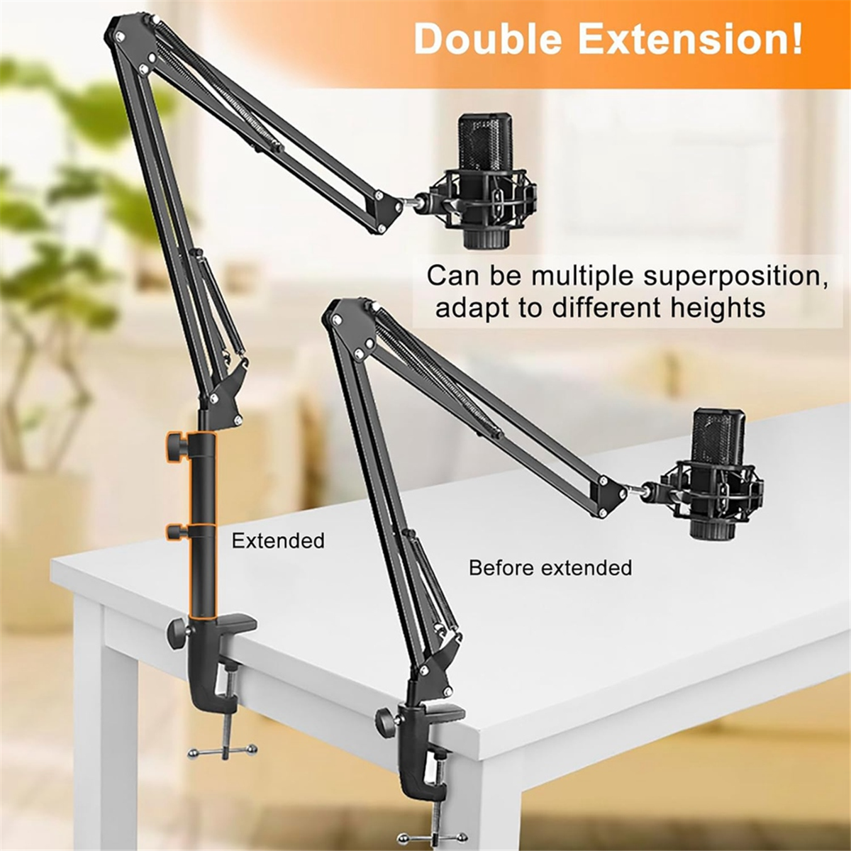 Microphone Arm Boom - ABGQ Microphone Boom Arm Extension Tube,