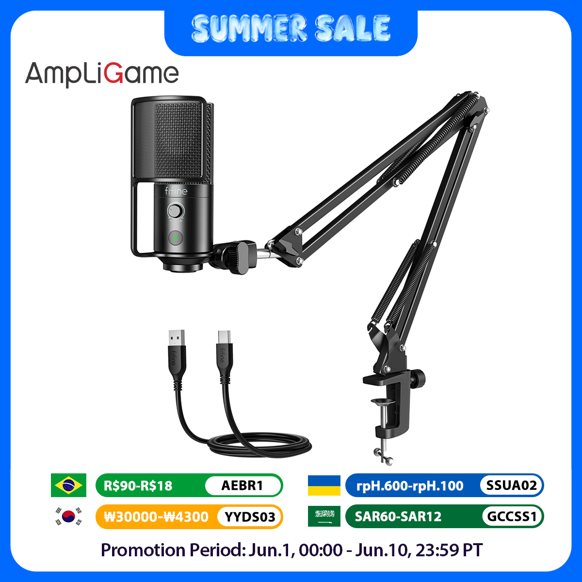 FIFINE USB Streaming Microphon - огляд і ціна Streaming Mic Condenser